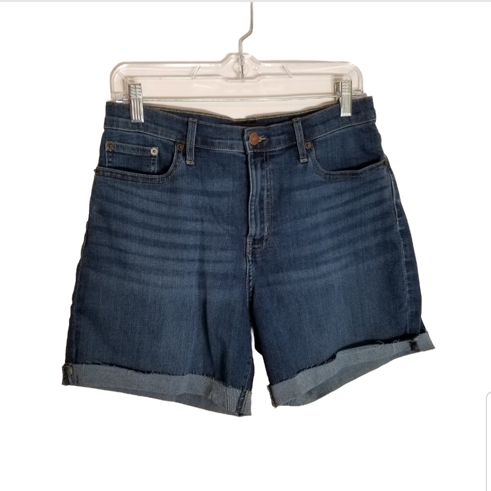 Calvin Klein Jean Shorts Women's 8 Blue Denim Regular Fit Cuffed Cut Off Raw Hem